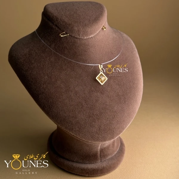 آویز طلا سواروسکی مربعی هلویی